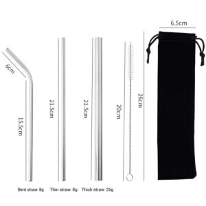 Customized Metal Drinking Eco Friendly 304 Stainless Steel BPA Free Metallic Straw