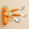 SLCJ-0001   Portable tableware set - Cute cartoon carrot - Stainless steel knife, fork, ladle, scraping spoon, colander. Choose any three sets and pack them in a carrot-shaped storage box