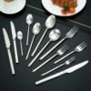 CJ-0018   Wholesale Fork Knife and Spoon Silver Besteck Set 4pcs/5pcs Silverware Stainless Steel Flatware Thicken Cutlery Set for Feast