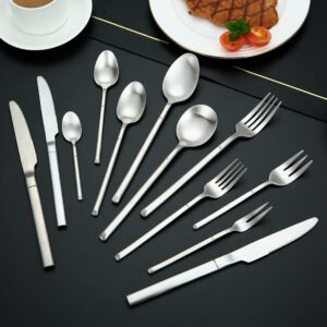CJ-0018   Wholesale Fork Knife and Spoon Silver Besteck Set 4pcs/5pcs Silverware Stainless Steel Flatware Thicken Cutlery Set for Feast