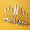 CJ-0020   304 stainless steel hammered pattern European-style tableware knife, fork and spoon, thickened water cube steak knife, dessert spoon, ladle and spoon