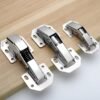 Non-drilled-in concealed mounting hinges, suitable for cabinet doors of household items such as shoe cabinets and cabinets. Equipped with a buffer, they do not require drilling for installation and offer various sizes and material options