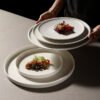 Matte Ceramic Dinner Plate White Round Spaghetti Pasta Fruit Dessert Steak Sushi Flat Serving Side Plate Restaurant Tableware
