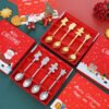 CJ-0026    Stainless steel Christmas gift set tableware set - Gift set - Creative coffee spoons 4-piece set - Cartoon gingerbread man, snowman, star, socks