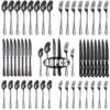 CJ-0006   Stainless steel tableware set for 4 to 8 people - knife, fork, spoon, steak knife set - 24 to 48 pieces set in a colorful box