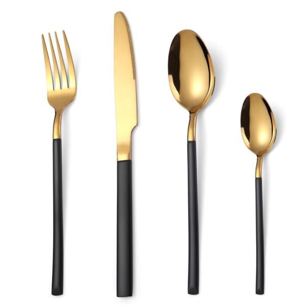 CJ-0028   304, 420 Stainless Steel Tableware Set - Steak Knife, Fork and Spoon Set (4 Pieces) - Available in various colors for customization
