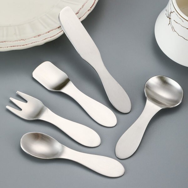 CJ-0030   304 stainless steel ice cream ice cream dessert small handle spoon for household use, children's mini creative knife, fork and spoon