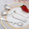 CJ-0031   S-shaped handle serving cup spoon - made of stainless steel, suitable for coffee spoons, dessert spoons, with creative design, can be hung on the cup wall