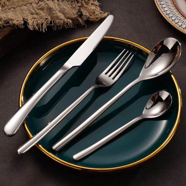 CJ-0005  304 stainless steel knife, fork and spoon hotel family tableware - cutlery, coffee spoon, steak knife and fork, moonlight series Western tableware