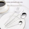 CJ-0003  Our Eco-Friendly Stone Patterned Cutlery Set Pointed Handle Durable Rust-Proof Made of Food-Grade Stainless Steel