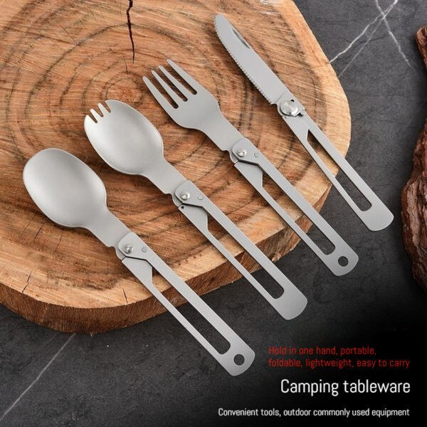 CJ-0017   Camp Utensils 304 Frame Lock Foldable Fork Spoon Lightweight Outdoor Tableware Camping Cutlery for Camping Picnic