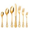 CJ-0015   Bulk Gold Titanium Dinner Knife Spoon Fork Cutlery Set Luxury High Quality Stainless Steel