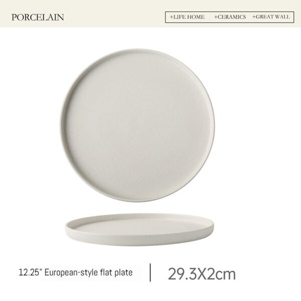Matte Ceramic Dinner Plate White Round Spaghetti Pasta Fruit Dessert Steak Sushi Flat Serving Side Plate Restaurant Tableware