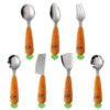 SLCJ-0001   Portable tableware set - Cute cartoon carrot - Stainless steel knife, fork, ladle, scraping spoon, colander. Choose any three sets and pack them in a carrot-shaped storage box