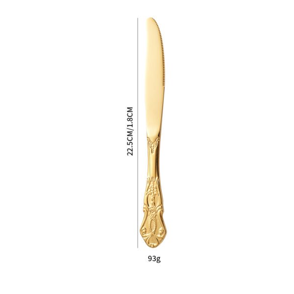 CJ-0015   Bulk Gold Titanium Dinner Knife Spoon Fork Cutlery Set Luxury High Quality Stainless Steel