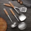 MZCJ-0002   Home and Kitchen Gadget Stainless Steel Spoon Ladle Utensils Set Wood Grain Handle Insulation Kitchenware Cooking Utensils Sets
