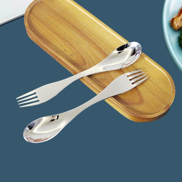 CJ-0016   Custom logo Easy Clean and Carry Mirror Polish Reusable Stainless Steel Metal Spork Metalen