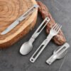 CJ-0017   Camp Utensils 304 Frame Lock Foldable Fork Spoon Lightweight Outdoor Tableware Camping Cutlery for Camping Picnic