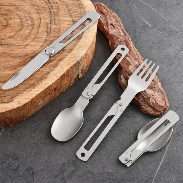 CJ-0017   Camp Utensils 304 Frame Lock Foldable Fork Spoon Lightweight Outdoor Tableware Camping Cutlery for Camping Picnic