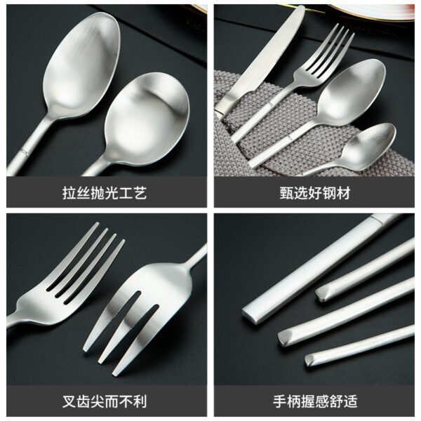 CJ-0018   Wholesale Fork Knife and Spoon Silver Besteck Set 4pcs/5pcs Silverware Stainless Steel Flatware Thicken Cutlery Set for Feast