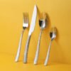 CJ-0020   304 stainless steel hammered pattern European-style tableware knife, fork and spoon, thickened water cube steak knife, dessert spoon, ladle and spoon