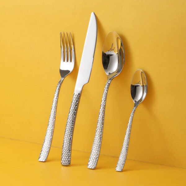 CJ-0020   304 stainless steel hammered pattern European-style tableware knife, fork and spoon, thickened water cube steak knife, dessert spoon, ladle and spoon