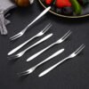 CJ-0021   304 stainless steel thickened fruit fork, dessert fork, cake fork, double-toothed and triple-toothed western dining fork. The color and material can be customized