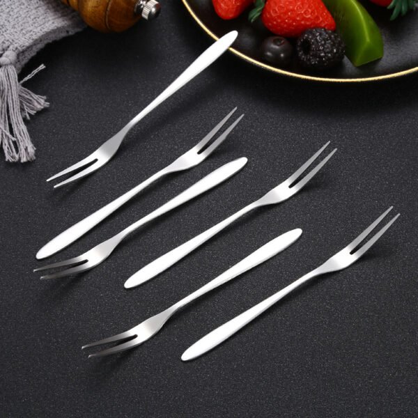 CJ-0021   304 stainless steel thickened fruit fork, dessert fork, cake fork, double-toothed and triple-toothed western dining fork. The color and material can be customized