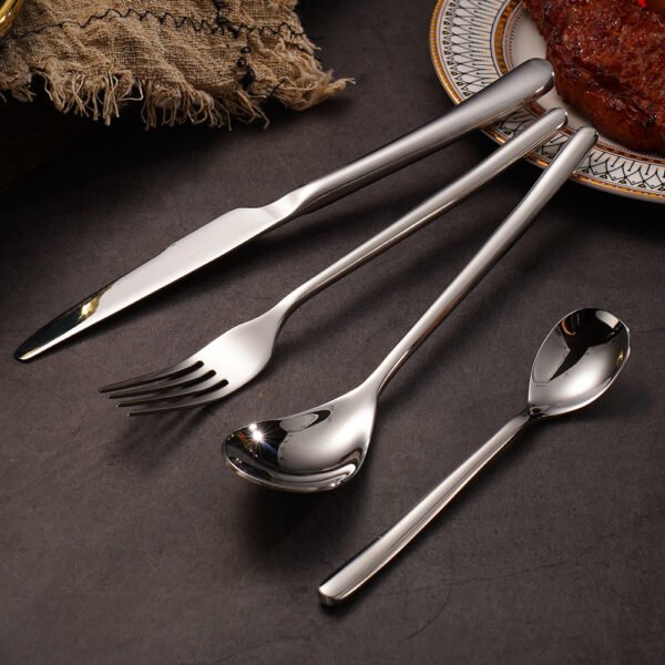 CJ-0005  304 stainless steel knife, fork and spoon hotel family tableware - cutlery, coffee spoon, steak knife and fork, moonlight series Western tableware