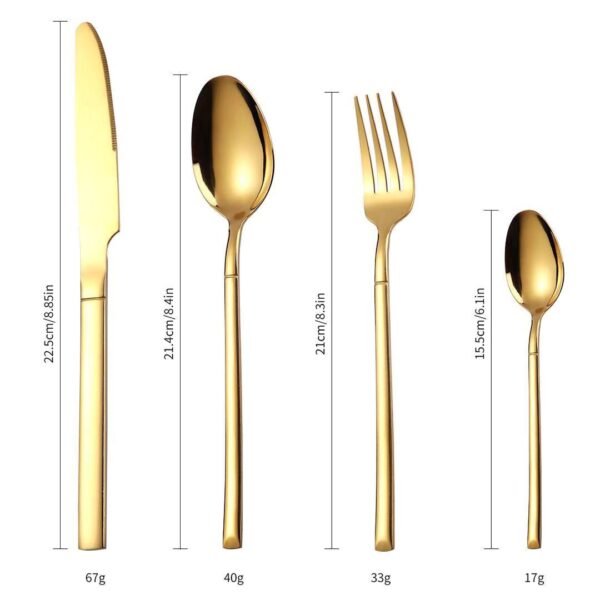 CJ-0028   304, 420 Stainless Steel Tableware Set - Steak Knife, Fork and Spoon Set (4 Pieces) - Available in various colors for customization