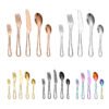 CJ-0006  Set of tableware - Western-style tableware. Popular item on Korean Instagram. Hollowed-out design. Steak knife, fork and spoon. Made of stainless steel. High appearance quality