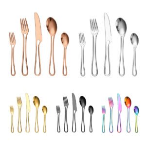 CJ-0006  Set of tableware - Western-style tableware. Popular item on Korean Instagram. Hollowed-out design. Steak knife, fork and spoon. Made of stainless steel. High appearance quality