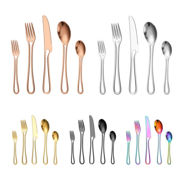 CJ-0006  Set of tableware - Western-style tableware. Popular item on Korean Instagram. Hollowed-out design. Steak knife, fork and spoon. Made of stainless steel. High appearance quality