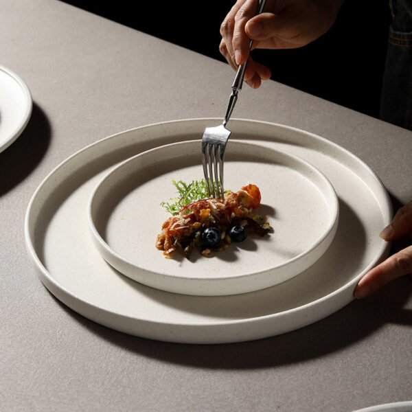 Matte Ceramic Dinner Plate White Round Spaghetti Pasta Fruit Dessert Steak Sushi Flat Serving Side Plate Restaurant Tableware