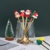 CJ-0025   Stainless steel Christmas creative spoon and fork set as gift tableware. Includes fruit fork, coffee spoon. Set of Christmas tree, Santa Claus, snowman, socks, elk, Christmas hat. Can be combined freely in 2 to 4 sets