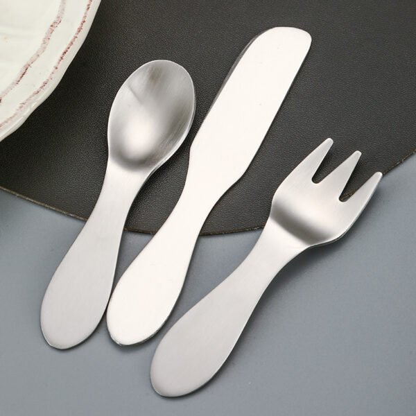 CJ-0030   304 stainless steel ice cream ice cream dessert small handle spoon for household use, children's mini creative knife, fork and spoon