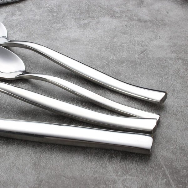 CJ-0032   Wave Handle Stainless Steel Knife, Fork and Spoon Set for Western Cuisine. Wave Thickened Series