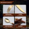 MZCJ-0001   Wood-handled stainless steel dinnerware set (forks, knives, spoons) in vintage style - 4-piece set suitable for home use and hotels