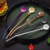 304 Stainless Steel Straw, Detachable Filter Straw Spoon, Juice Coffee Stirring Straw Filter Spoon