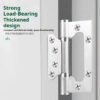 3mm thick 304 stainless steel interlocking hinges. Installation does not require slotting. Home door silent hinge with bearing. Available in 4" and 5" sizes. Multiple colors are available. Custom sizes can be provided