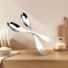 CJ-0016   Custom logo Easy Clean and Carry Mirror Polish Reusable Stainless Steel Metal Spork Metalen