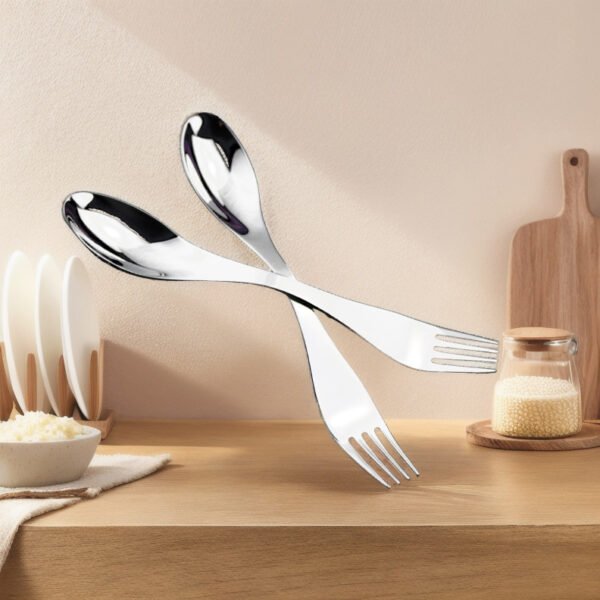 CJ-0016   Custom logo Easy Clean and Carry Mirror Polish Reusable Stainless Steel Metal Spork Metalen
