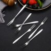CJ-0021   304 stainless steel thickened fruit fork, dessert fork, cake fork, double-toothed and triple-toothed western dining fork. The color and material can be customized