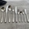CJ-0022   304 stainless steel thickened western dining set including steak knife, dinner knife, main meal fork, main meal spoon, main soup spoon, dessert knife, dessert fork, dessert spoon, tea spoon, tea fork, butter knife, coffee spoon, fruit fork, ice scoop
