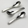 CJ-0023   304 stainless steel spoon - vintage thickened high-profile soup spoon with hammer pattern design - household dinner spoon with hanging holes and handle spoon