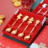 CJ-0026    Stainless steel Christmas gift set tableware set - Gift set - Creative coffee spoons 4-piece set - Cartoon gingerbread man, snowman, star, socks