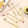 CJ-0027   Stainless steel Christmas tableware gift set - Long-handled coffee spoons, long-handled dessert forks. Creative Christmas ornaments. Gift box set of 6 pieces