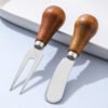 MZCJ-0005   Children's creative tableware with anti-slip wooden handles. Children's spoon, fork and knife set. Can stand upright on a flat surface