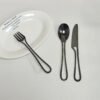 CJ-0006  Set of tableware - Western-style tableware. Popular item on Korean Instagram. Hollowed-out design. Steak knife, fork and spoon. Made of stainless steel. High appearance quality