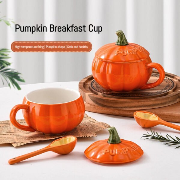 Halloween pumpkin creative personalized ceramic cup, spoon set and coffee cup